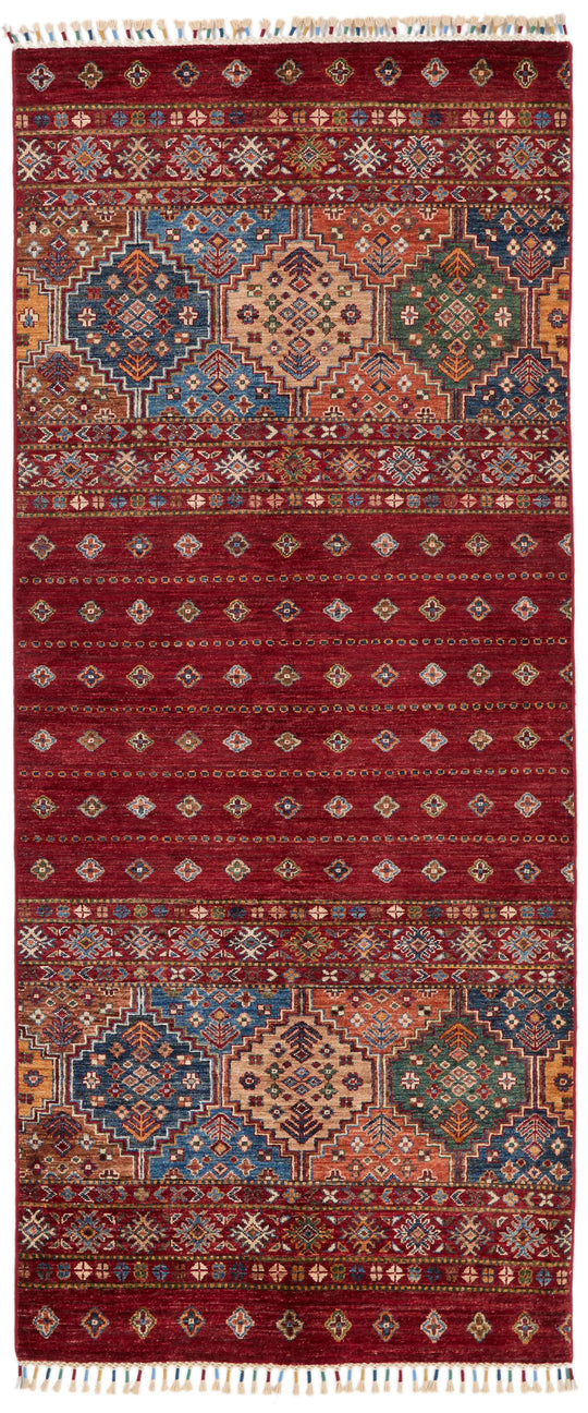 3x8 Red and Multicolor Tribal Runner