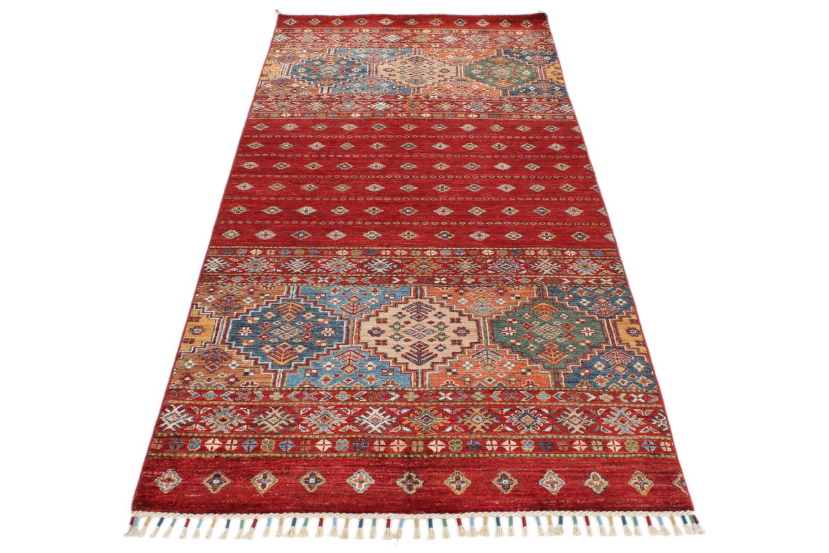 3x8 Red and Multicolor Tribal Runner