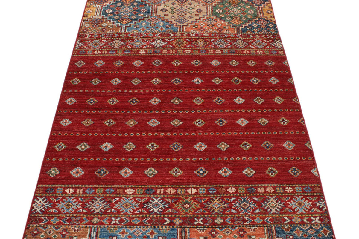 3x8 Red and Multicolor Tribal Runner