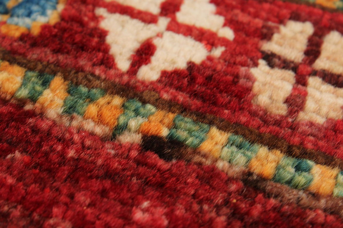 3x8 Red and Multicolor Tribal Runner