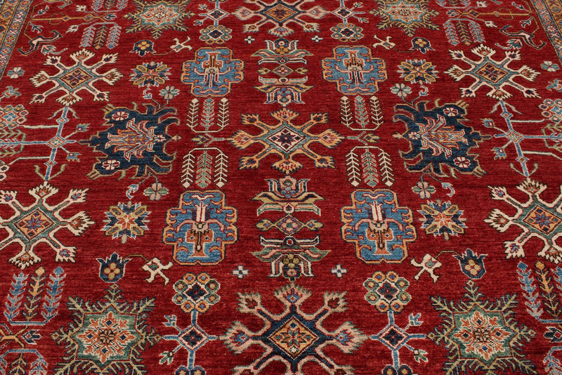 10x15 Red and Ivory Kazak Tribal Rug