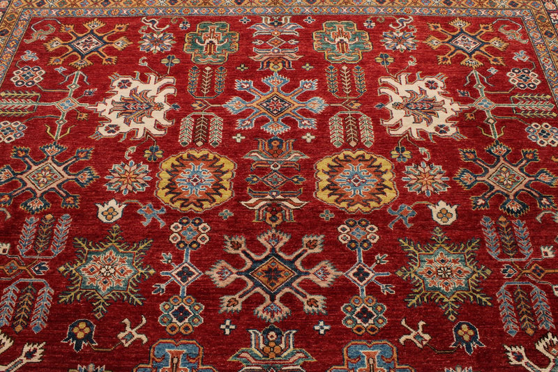 10x15 Red and Ivory Kazak Tribal Rug