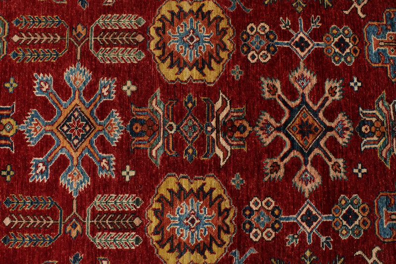 10x15 Red and Ivory Kazak Tribal Rug