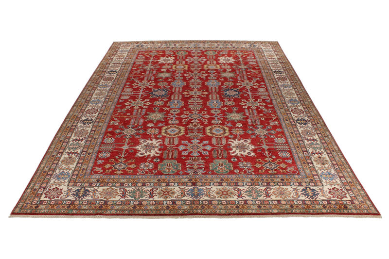 10x15 Red and Ivory Kazak Tribal Rug