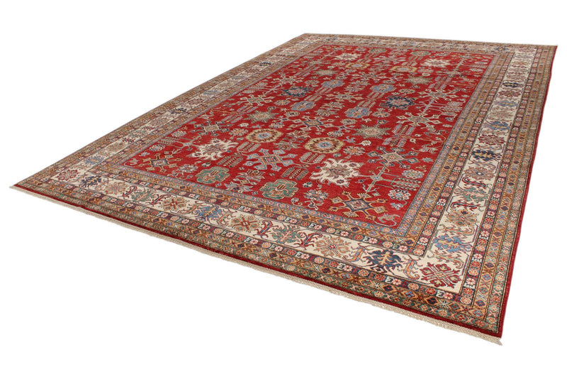 10x15 Red and Ivory Kazak Tribal Rug