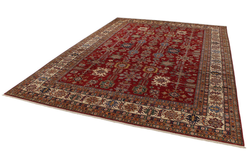 10x15 Red and Ivory Kazak Tribal Rug