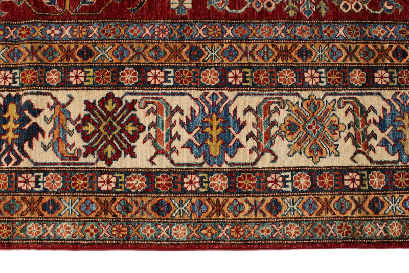 10x15 Red and Ivory Kazak Tribal Rug