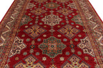 8x10 Red and Ivory Kazak Tribal Rug