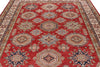 8x10 Red and Ivory Kazak Tribal Rug