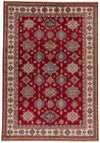 9x13 Red and Ivory Kazak Tribal Rug