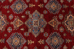 9x13 Red and Ivory Kazak Tribal Rug