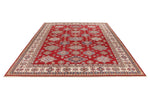 9x13 Red and Ivory Kazak Tribal Rug