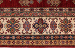 9x13 Red and Ivory Kazak Tribal Rug