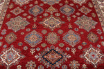 9x13 Red and Ivory Kazak Tribal Rug