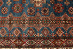 9x12 Light Blue and Ivory Kazak Tribal Rug