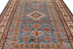 9x12 Light Blue and Ivory Kazak Tribal Rug