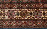 9x12 Light Blue and Ivory Kazak Tribal Rug