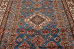 9x12 Light Blue and Ivory Kazak Tribal Rug