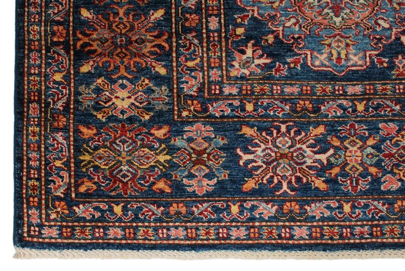 8x9 Navy and Multicolor Kazak Tribal Rug