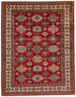 9x11 Red and Ivory Kazak Tribal Rug