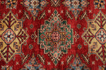 9x11 Red and Ivory Kazak Tribal Rug