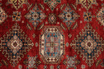 9x11 Red and Ivory Kazak Tribal Rug