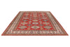 9x11 Red and Ivory Kazak Tribal Rug