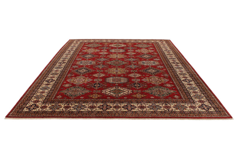 9x11 Red and Ivory Kazak Tribal Rug