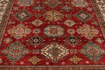 9x11 Red and Ivory Kazak Tribal Rug