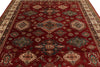 9x10 Burgundy and Ivory Kazak Tribal Rug