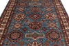 7x10 Light Blue and Ivory Kazak Tribal Rug