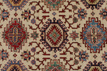 6x10 Ivory and Red Kazak Tribal Rug