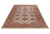 6x10 Ivory and Red Kazak Tribal Rug