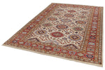 6x10 Ivory and Red Kazak Tribal Rug