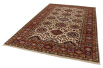 6x10 Ivory and Red Kazak Tribal Rug