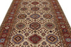 6x10 Ivory and Red Kazak Tribal Rug