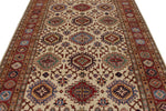 6x10 Ivory and Red Kazak Tribal Rug