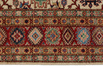 6x10 Ivory and Red Kazak Tribal Rug