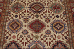 6x10 Ivory and Red Kazak Tribal Rug