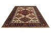 7x10 Ivory and Multicolor Kazak Tribal Rug