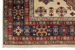 7x10 Ivory and Multicolor Kazak Tribal Rug