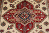 7x10 Ivory and Multicolor Kazak Tribal Rug