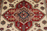 7x10 Ivory and Multicolor Kazak Tribal Rug