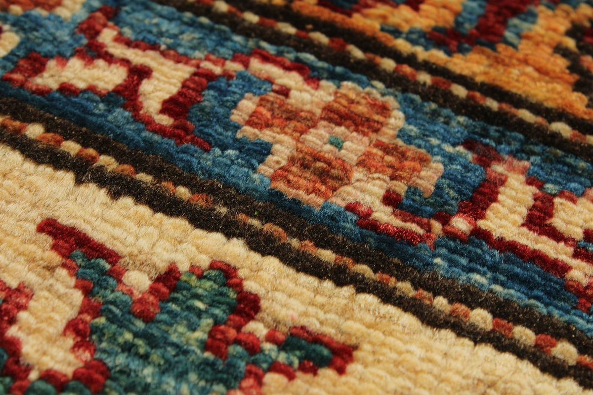 7x10 Navy and Ivory Kazak Tribal Rug