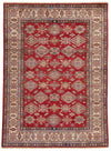 7x10 Red and Ivory Kazak Tribal Rug