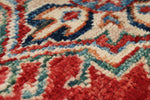 7x10 Red and Ivory Kazak Tribal Rug