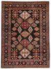 7x9 Brown and Multicolor Kazak Tribal Rug