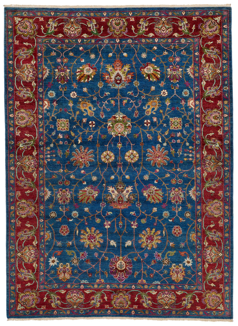 7x10 Navy and Red Anatolian Traditional Rug