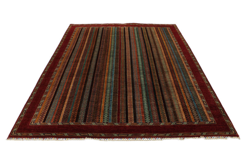 7x10 Red and Multicolor Turkish Tribal Rug