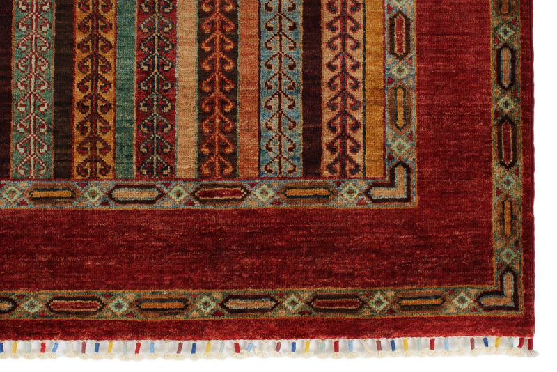 7x10 Red and Multicolor Turkish Tribal Rug